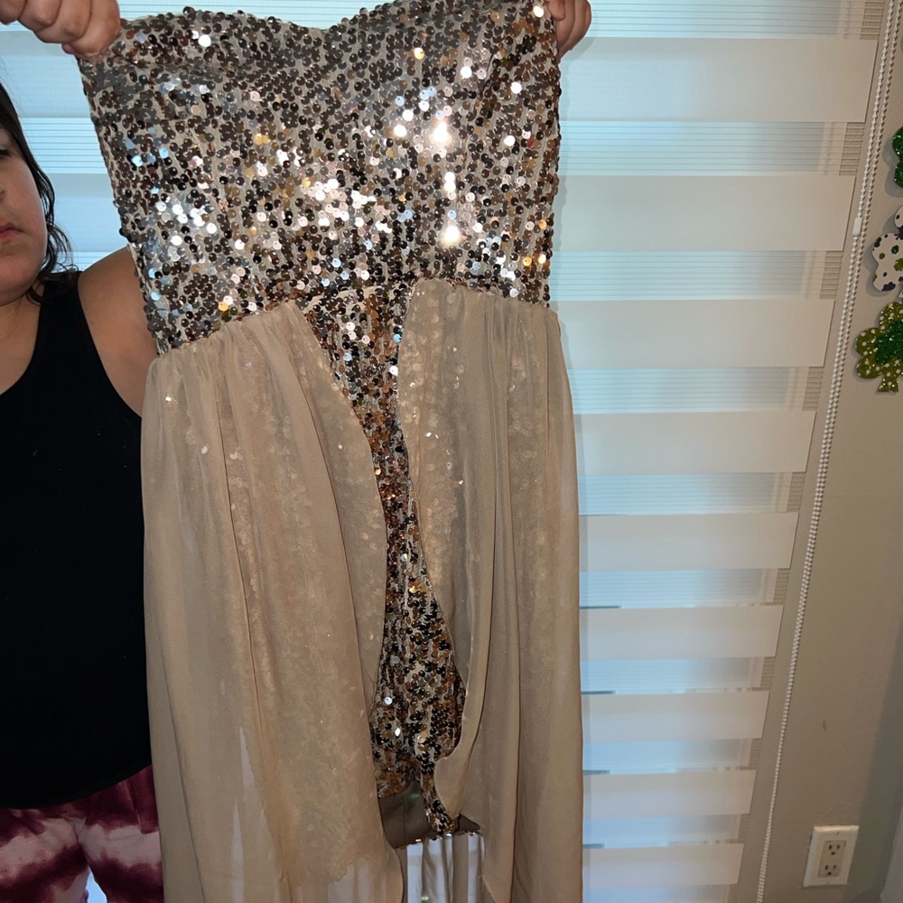 Women’s Way-In Formal Sequin Dress with Sheer Train!!